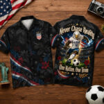 Unisex Never Chase Reality One Nation One Team Proud American Hawaiian Shirt for Patriotic Fans
