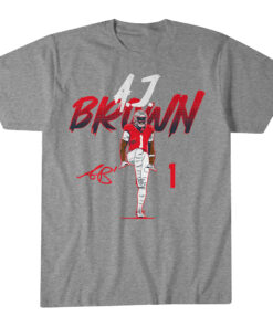 Unisex New England Patriots A.J. Brown Name Number Pose Graphic Shirt for Football Fans