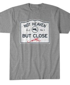 Unisex New England Patriots A.J. Brown Not Heaven But Close Graphic Shirt for Football Fans