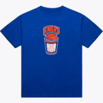 Unisex New York Knicks Blue Coffee Cup Graphic Shirt for Basketball Fans