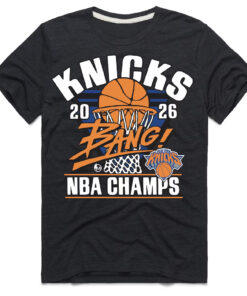 Unisex New York Knicks Charcoal 2026 Finals Champions Bang! Tri-Blend Graphic Shirt for Basketball Fans
