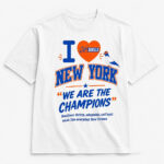 Unisex New York Knicks We Are The Champions 2026 Graphic Shirt for Basketball Fans