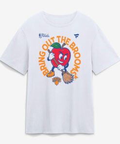 Unisex New York Knicks White Avenue Sweepers Bring Out The Brooms Graphic Shirt for Basketball Fans