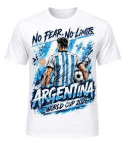 Unisex No Fear No Limits Argentina World Cup 2026 Graphic Shirt for Soccer Fans
