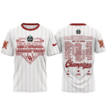 Unisex Oklahoma Sooners 2026 Baseball National Champions Finals Roster White Graphic Shirt for College Sports Fans