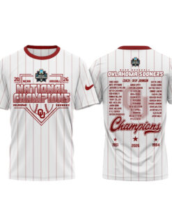Unisex Oklahoma Sooners 2026 Baseball National Champions Finals Roster White Graphic Shirt for College Sports Fans