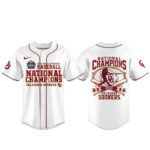 Unisex Oklahoma Sooners 2026 NCAA Baseball National Champions White Baseball Jersey for College Sports Fans