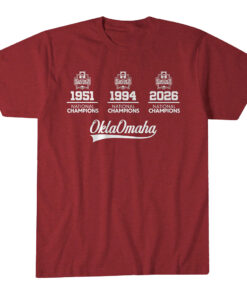Unisex Oklahoma Sooners Baseball 3 Time National Champions Banners Graphic Shirt for Baseball Fans