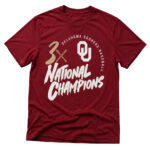 Unisex Oklahoma Sooners Baseball 3-Time National Champions Graphic Shirt for College Sports Fans