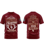 Unisex Oklahoma Sooners NCAA National Champions 2026 Crown The Sooners Graphic Shirt for College Sports Fans