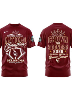 Unisex Oklahoma Sooners NCAA National Champions 2026 Crown The Sooners Graphic Shirt for College Sports Fans