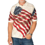 Unisex Patriotic American Waving Flag Graphic Polo Shirt for Patriotic Fans