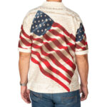 Unisex Patriotic American Waving Flag Graphic Polo Shirt for Patriotic Fans