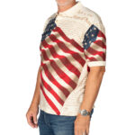 Unisex Patriotic American Waving Flag Graphic Polo Shirt for Patriotic Fans
