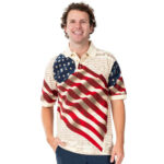 Unisex Patriotic American Waving Flag Graphic Polo Shirt for Patriotic Fans