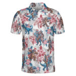Unisex Patriotic Bigfoot Riding T-Rex Graphic Polo Shirt for Patriotic Fans