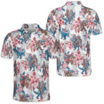 Unisex Patriotic Bigfoot Riding T-Rex Graphic Polo Shirt for Patriotic Fans