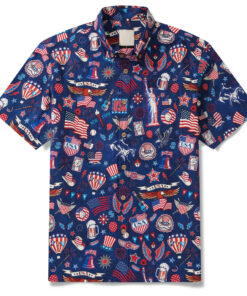 Unisex Patriotic Red White And Blue Atmosphere Hawaiian Shirt for Patriotic Fans