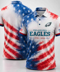 Unisex Philadelphia Eagles America 250 Years Of Freedom Graphic Polo Shirt for Football Fans