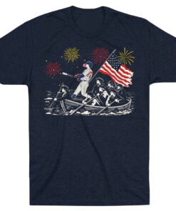 Unisex Pinstripes Baseball Crossing the Delaware Funny July 4th Graphic Shirt for Baseball Fans