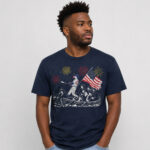 Unisex Pinstripes Baseball Crossing the Delaware Funny July 4th Graphic Shirt for Baseball Fans