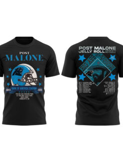 Unisex Post Malone x Carolina Panthers 2026 Big Ass Stadium Tour Black Graphic Shirt for Music and Football Fans