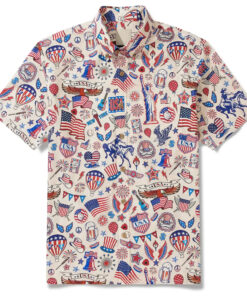Unisex Red White And Blue Patriotic Ambiance Hawaiian Shirt for Patriotic Fans
