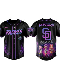 Unisex San Diego Padres x K-Pop Demon Hunters Black Baseball Jersey for Baseball and K-Pop Fans