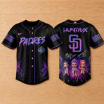 Unisex San Diego Padres x K-Pop Demon Hunters Black Baseball Jersey for Baseball and K-Pop Fans