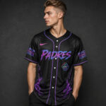 Unisex San Diego Padres x K-Pop Demon Hunters Black Baseball Jersey for Baseball and K-Pop Fans