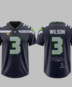 Unisex Seattle Seahawks 2026 Russell Wilson 3 Signature Football Jersey for Football Fans