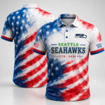 Unisex Seattle Seahawks America 250 Years Of Freedom Graphic Polo Shirt for Football Fans
