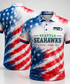 Unisex Seattle Seahawks America 250 Years Of Freedom Graphic Polo Shirt for Football Fans