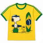 Unisex Snoopy Peanuts Brazil Surfing Yellow World Cup 2026 Graphic Shirt for Soccer Fans
