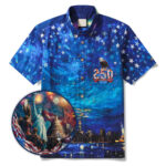 Unisex Starry Night Fireworks 250 Celebration Hawaiian Shirt for Patriotic Fans
