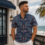 Unisex Summer Commemorative 2026 America Navy Hawaiian Shirt for Patriotic Fans