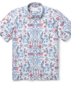 Unisex Summer Commemorative 2026 America White Hawaiian Shirt for Patriotic Fans
