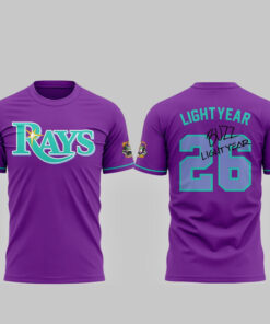 Unisex Tampa Bay Rays x Toy Story 5 Buzz Lightyear 2026 Graphic Shirt for Baseball and Movie Fans