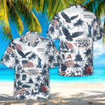 Unisex USA 1776-2026 Bald Eagle And Flag America 250 Patriotic Hawaiian Shirt for Patriotic Fans