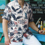 Unisex USA 1776-2026 Bald Eagle And Flag America 250 Patriotic Hawaiian Shirt for Patriotic Fans
