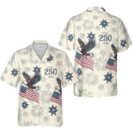 Unisex USA 250th Anniversary 1776-2026 Fireworks Patriotic Eagle Hawaiian Shirt for Patriotic Fans
