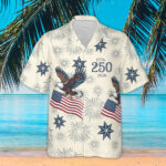 Unisex USA 250th Anniversary 1776-2026 Fireworks Patriotic Eagle Hawaiian Shirt for Patriotic Fans