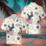 Unisex USA 250th Anniversary 1776-2026 Fireworks Patriotic Eagle Hawaiian Shirt for Patriotic Fans