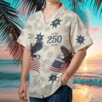 Unisex USA 250th Anniversary 1776-2026 Fireworks Patriotic Eagle Hawaiian Shirt for Patriotic Fans