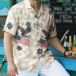 Unisex USA 250th Anniversary 1776-2026 Fireworks Patriotic Eagle Hawaiian Shirt for Patriotic Fans