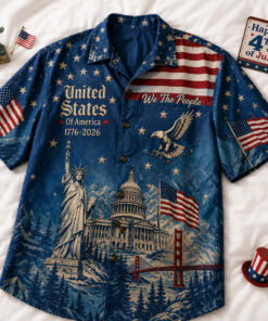 Unisex United States Of America 1776-2026 Land Of The Free Hawaiian Shirt for Patriotic Fans