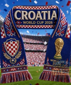 Unisex Croatia Global Soccer Event 2026 Graphic Scarf for Soccer Fans