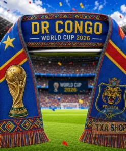 Unisex DR Congo Global Soccer Event 2026 Graphic Scarf for Soccer Fans
