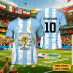 Custom Name Argentina Global Soccer Event 2026 Graphic Shirt for Soccer Fans