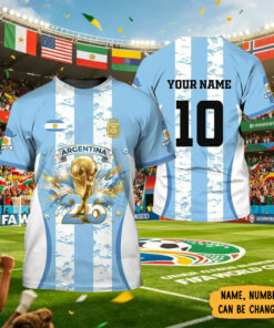 Custom Name Argentina Global Soccer Event 2026 Graphic Shirt for Soccer Fans